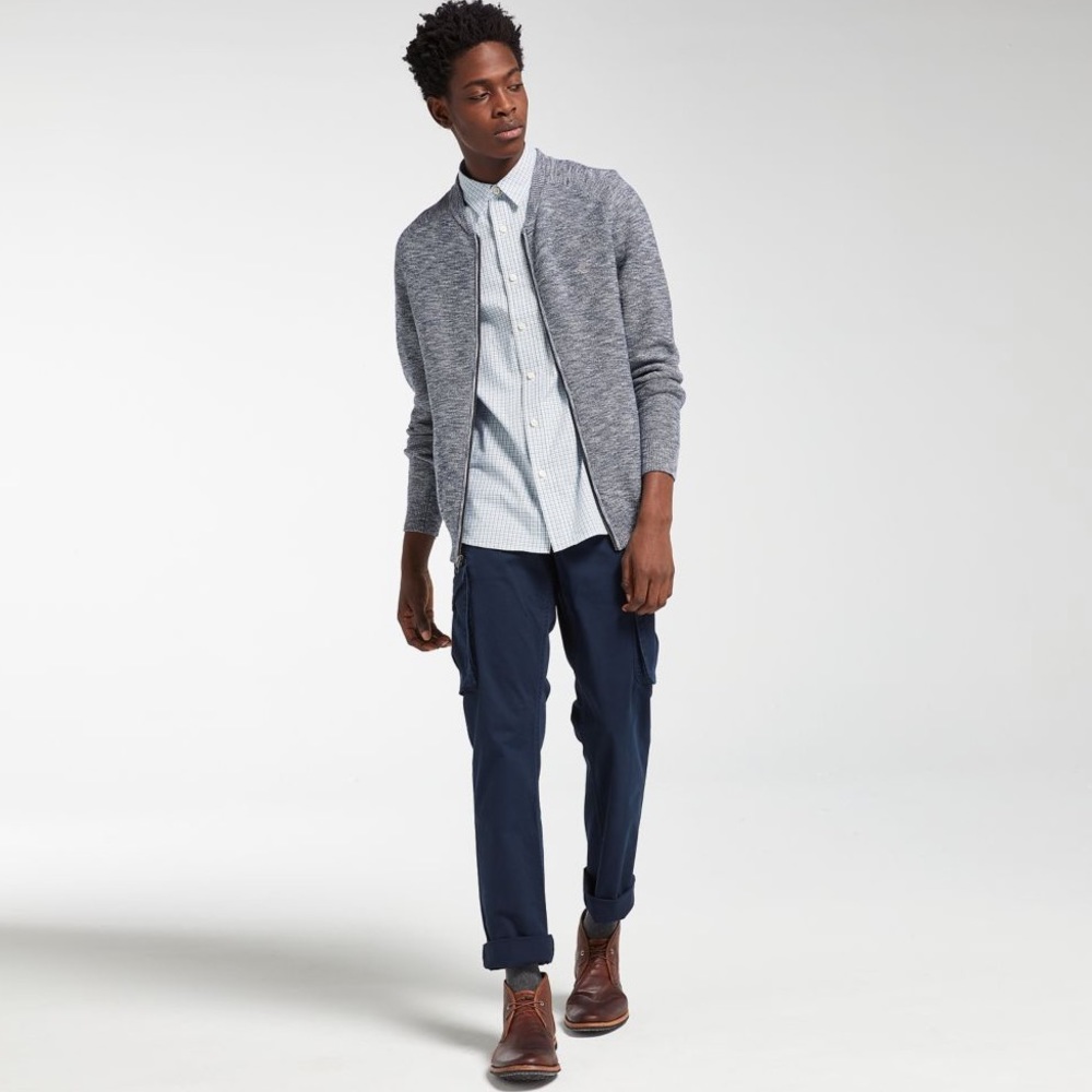 NEW TIMBERLAND MEN'S SLUB FULL-ZIP SWEATER - Picture 5 of 6